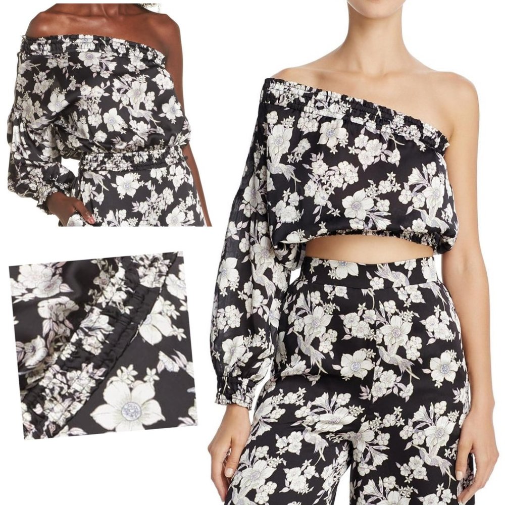 Lost + Wander Birdee One Shoulder Smocked Crop Top